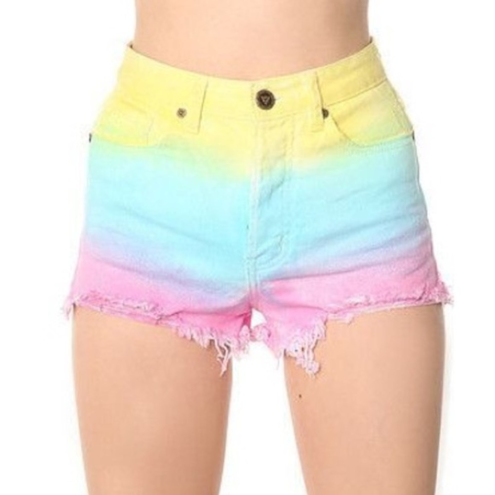 UNIF Rainbow Tie Dye Shorts Worn Once EUC